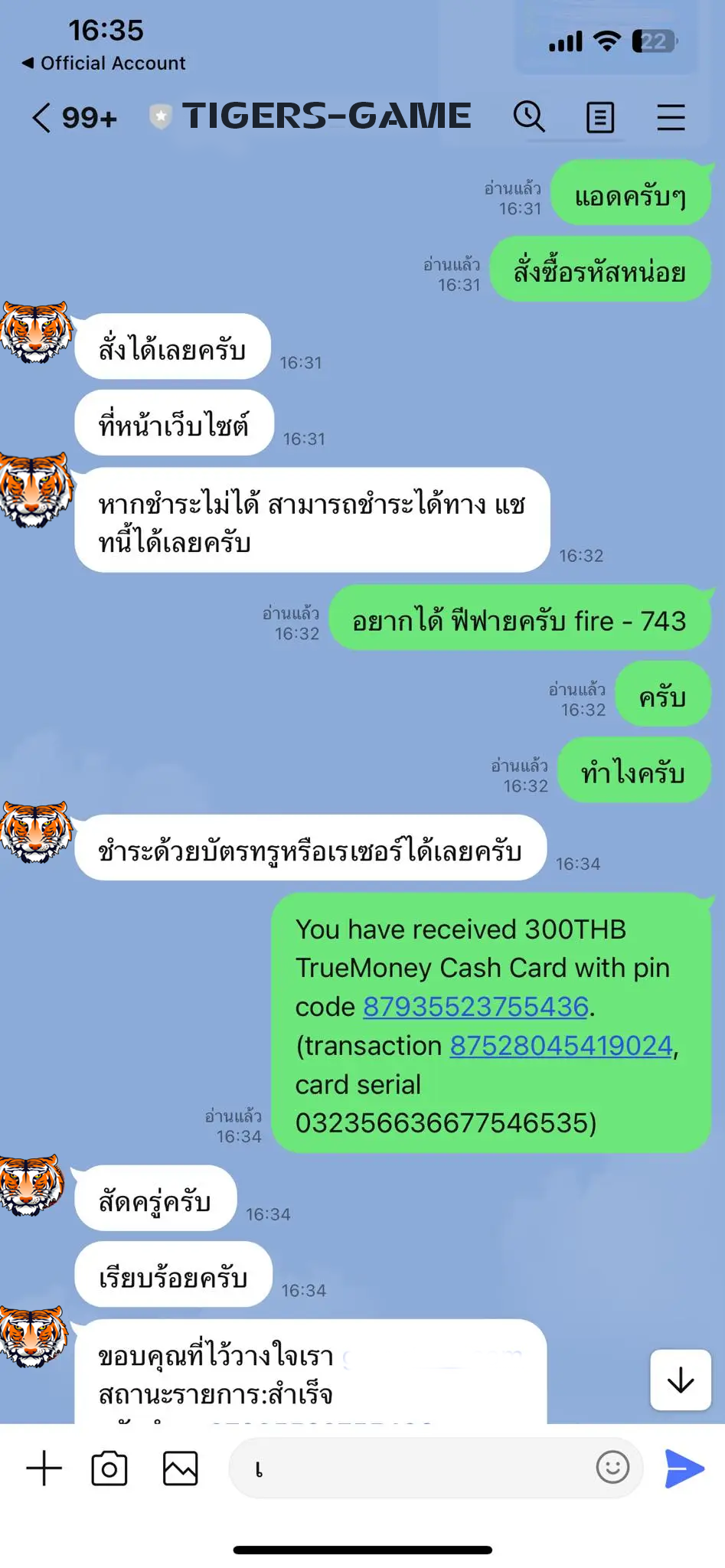 รูปภาพเครดิต TIGERS-GAME.SHOP